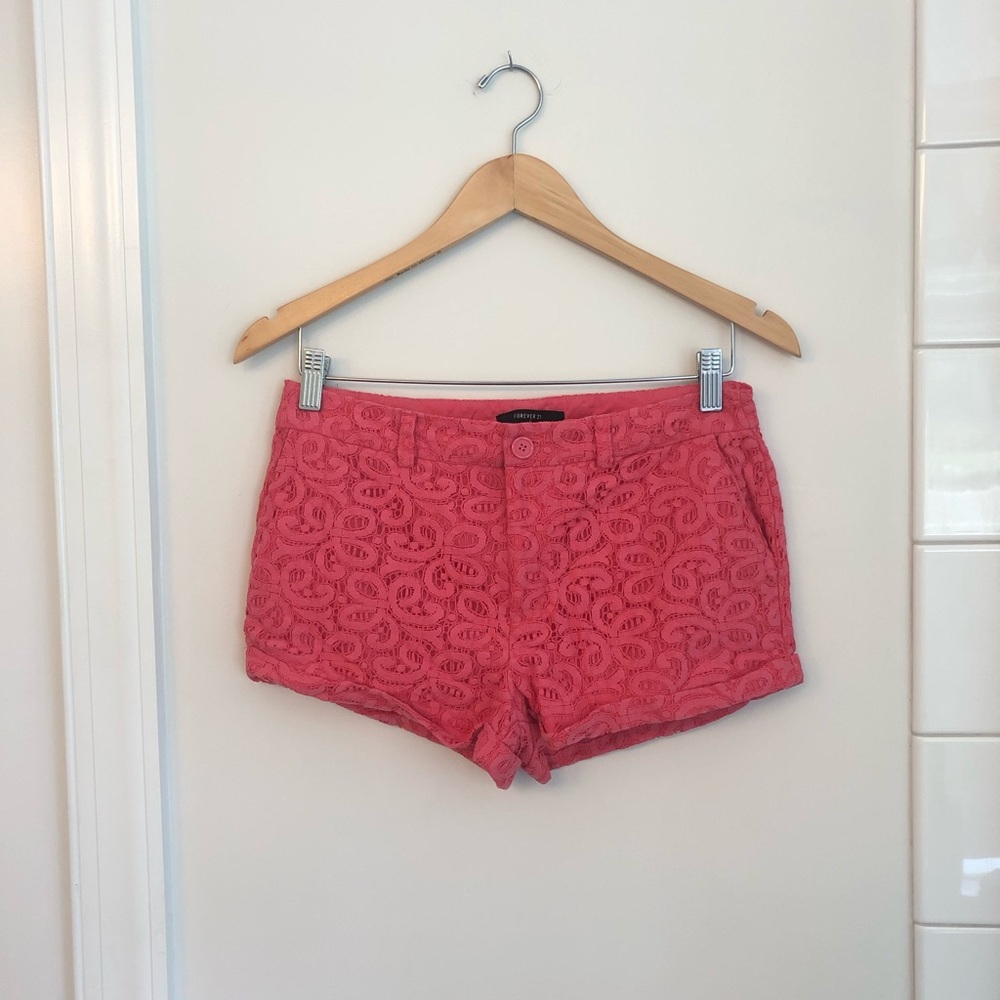 Forever 21 Red/Pink Lace Shorts, size medium